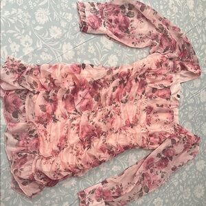 Floral Pink Sheer Blouse